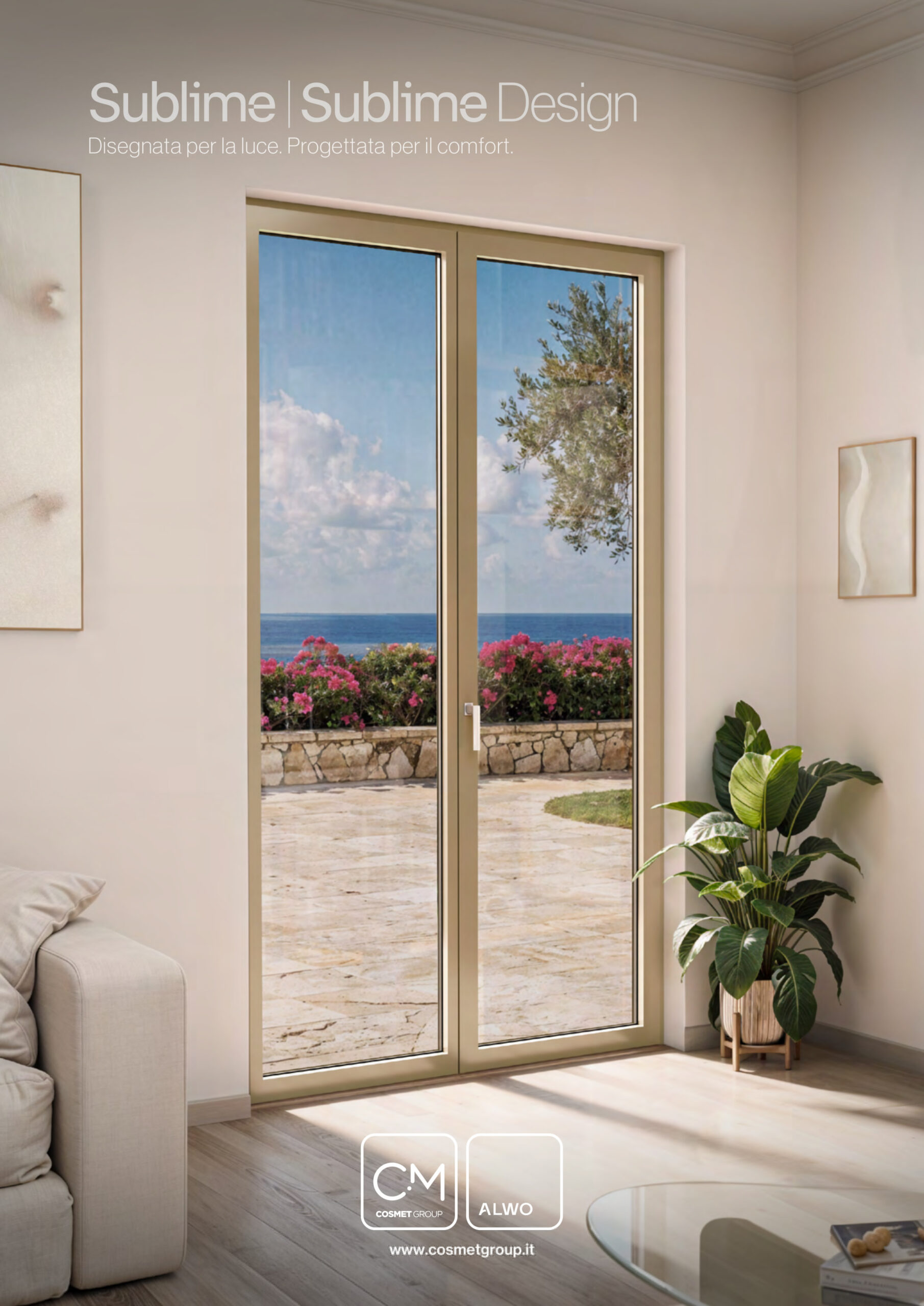 Ambientazione della gamma Sublime e Sublime Design nella brochure Cosmet Group e Alwo